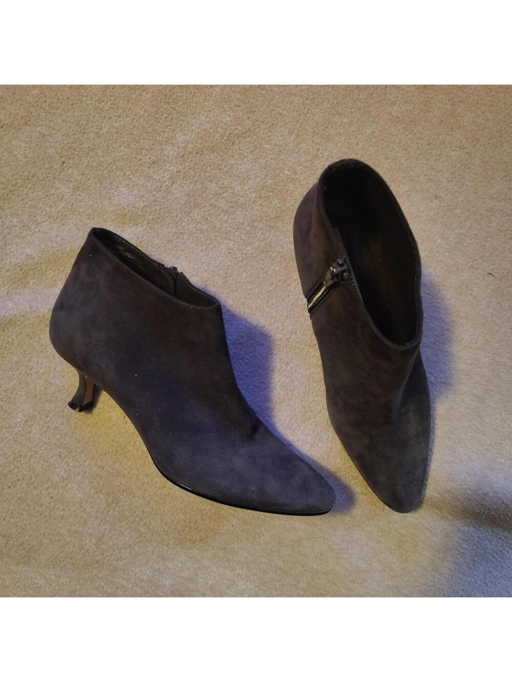 Manolo Blahnik Charcoal Grey suede ankle booties Size 36 1/2